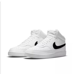 Nike Men's White and Black Mid-Top Sneakers